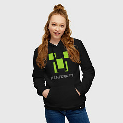 Толстовка-худи хлопковая женская Minecraft logo grey, цвет: черный — фото 2
