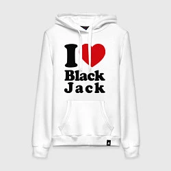 Толстовка-худи хлопковая женская I love black jack, цвет: белый