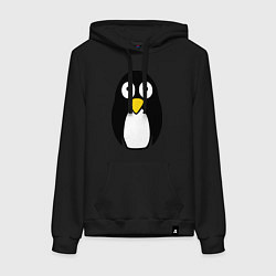 Толстовка-худи хлопковая женская Милый пингвин, цвет: черный