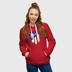 Толстовка-худи хлопковая женская Atletico Madrid, цвет: красный — фото 2