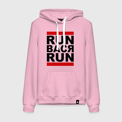 Толстовка-худи хлопковая женская Run Вася Run, цвет: светло-розовый