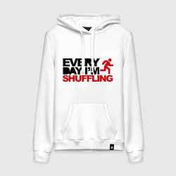 Толстовка-худи хлопковая женская Everyday im shuffling, цвет: белый