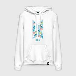 Толстовка-худи хлопковая женская BTS Army Floral, цвет: белый