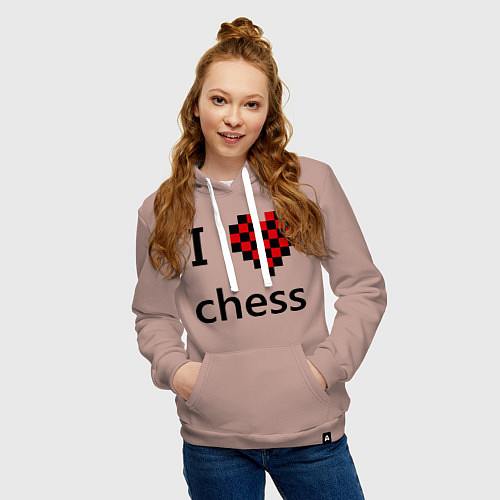 Женская толстовка-худи I love chess / Пыльно-розовый – фото 3