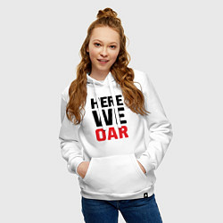 Толстовка-худи хлопковая женская Here we OAR, цвет: белый — фото 2