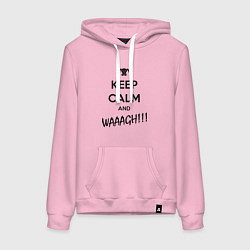 Толстовка-худи хлопковая женская Keep Calm & WAAAGH, цвет: светло-розовый