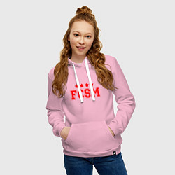 Толстовка-худи хлопковая женская FCSM Club, цвет: светло-розовый — фото 2