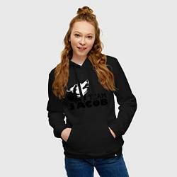 Толстовка-худи хлопковая женская Jacob team logo, цвет: черный — фото 2