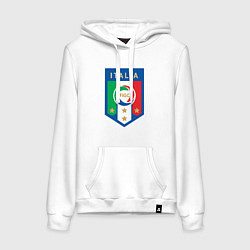 Толстовка-худи хлопковая женская Italia FIGC, цвет: белый