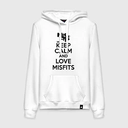 Толстовка-худи хлопковая женская Keep Calm & Love Misfits, цвет: белый