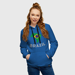 Толстовка-худи хлопковая женская Brazil Country, цвет: синий — фото 2