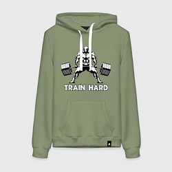 Женская толстовка-худи Train hard тренируйся усердно