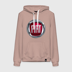 Толстовка-худи хлопковая женская FIAT logo, цвет: пыльно-розовый