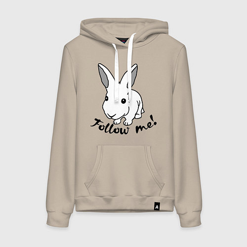 Женская толстовка-худи Rabbit: follow me / Миндальный – фото 1