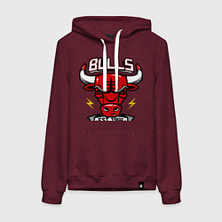 Толстовка-худи хлопковая женская Chicago Bulls est. 1966, цвет: меланж-бордовый