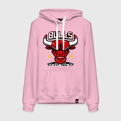 Толстовка-худи хлопковая женская Chicago Bulls est. 1966, цвет: светло-розовый