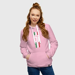 Толстовка-худи хлопковая женская FC Juventus: Italy, цвет: светло-розовый — фото 2
