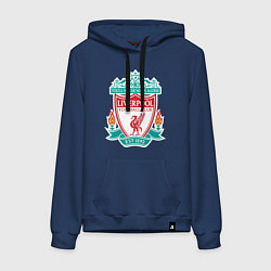 Толстовка-худи хлопковая женская Liverpool FC, цвет: тёмно-синий