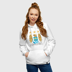 Толстовка-худи хлопковая женская Manchester City FC, цвет: белый — фото 2