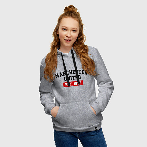 Женская толстовка-худи FC Manchester United Est. 1878 / Меланж – фото 3