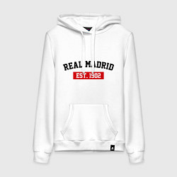 Толстовка-худи хлопковая женская FC Real Madrid Est. 1902, цвет: белый