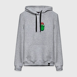 Толстовка-худи хлопковая женская Марио в кармане, цвет: меланж