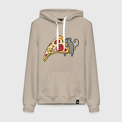 Женская толстовка-худи Кусочек пиццы парная / Миндальный – фото 1