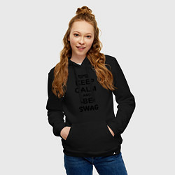 Толстовка-худи хлопковая женская Keep Calm & Be Swag, цвет: черный — фото 2