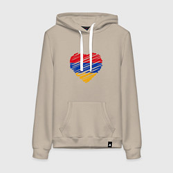 Толстовка-худи хлопковая женская Сердце Армении, цвет: миндальный