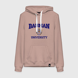 Толстовка-худи хлопковая женская BAUMAN University, цвет: пыльно-розовый