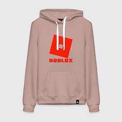 Толстовка-худи хлопковая женская Roblox Logo, цвет: пыльно-розовый