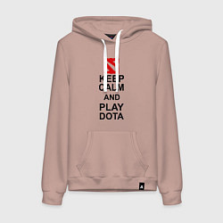 Толстовка-худи хлопковая женская Keep Calm & Play Dota, цвет: пыльно-розовый