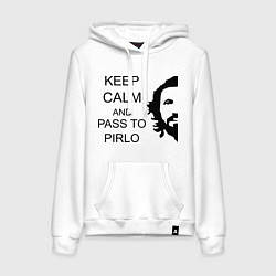 Толстовка-худи хлопковая женская Keep Calm & Pass To Pirlo, цвет: белый