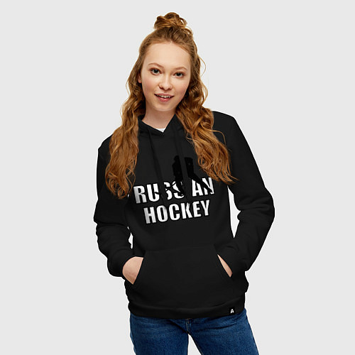 Женская толстовка-худи Russian hockey / Черный – фото 3