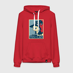 Толстовка-худи хлопковая женская MLP: Yes I Can, цвет: красный