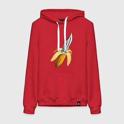 Толстовка-худи хлопковая женская Banana Knife, цвет: красный