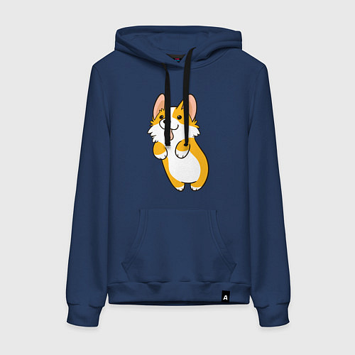 Женская толстовка-худи Корги лапочка / Тёмно-синий – фото 1