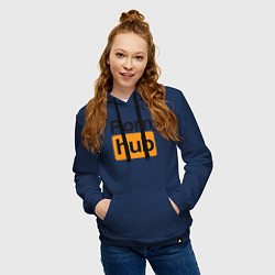 Толстовка-худи хлопковая женская PornHub, цвет: тёмно-синий — фото 2