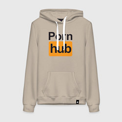 Толстовка-худи хлопковая женская PornHub, цвет: миндальный