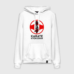 Толстовка-худи хлопковая женская Karate Kyokushin, цвет: белый