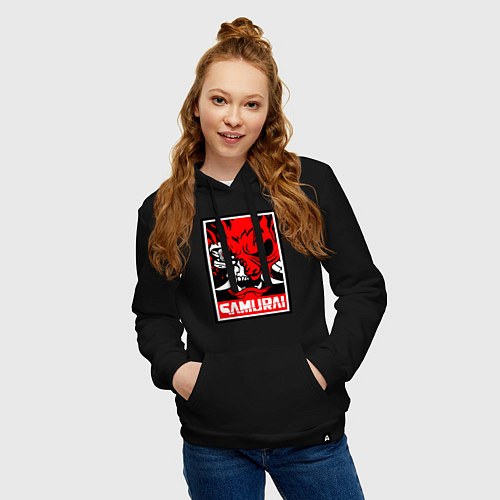 Женская толстовка-худи Cyberpunk 2077: Samurai Poster / Черный – фото 3