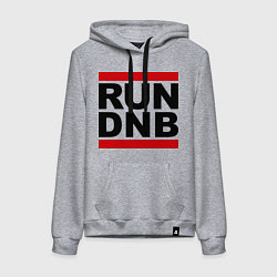 Толстовка-худи хлопковая женская RUN DNB, цвет: меланж