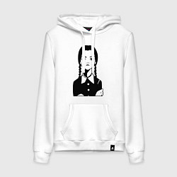 Толстовка-худи хлопковая женская Wednesday Addams, цвет: белый