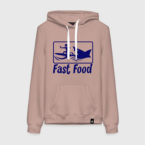 Женская толстовка-худи Shark fast food / Пыльно-розовый – фото 1