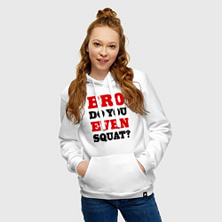 Толстовка-худи хлопковая женская Bro, do you even squat?, цвет: белый — фото 2