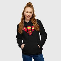 Толстовка-худи хлопковая женская Superman logo, цвет: черный — фото 2