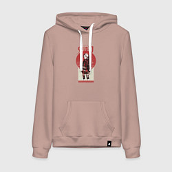 Толстовка-худи хлопковая женская Аниме Demon Slayer, цвет: пыльно-розовый