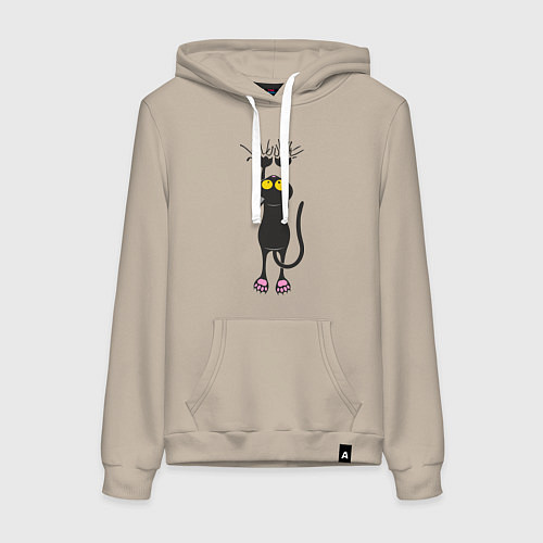 Женская толстовка-худи Висящий кот / Миндальный – фото 1