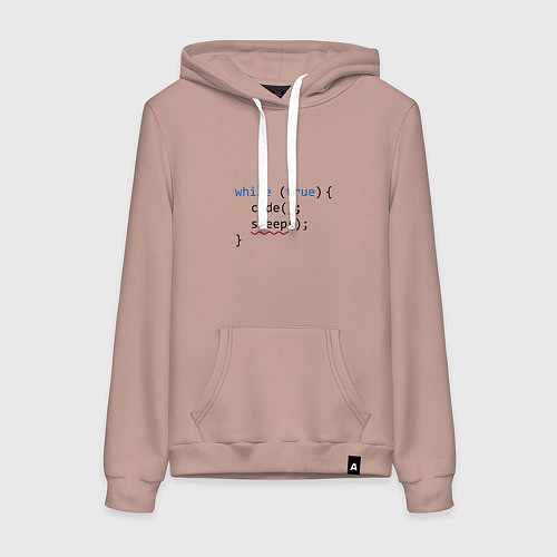 Женская толстовка-худи Code - sleep / Пыльно-розовый – фото 1
