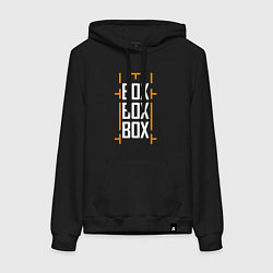 Толстовка-худи хлопковая женская Box box box, цвет: черный